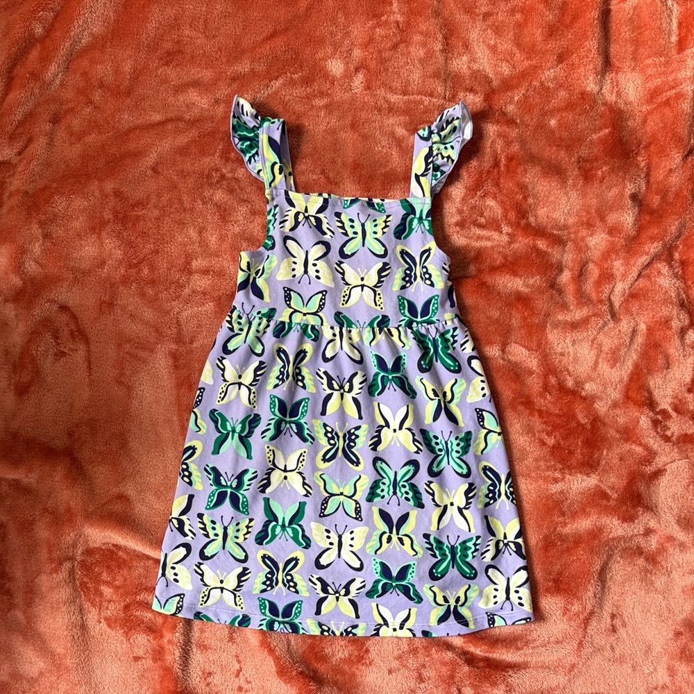 Member’s Mark Knit Butterfly Print Dress - Purple & Green SIZE 3T